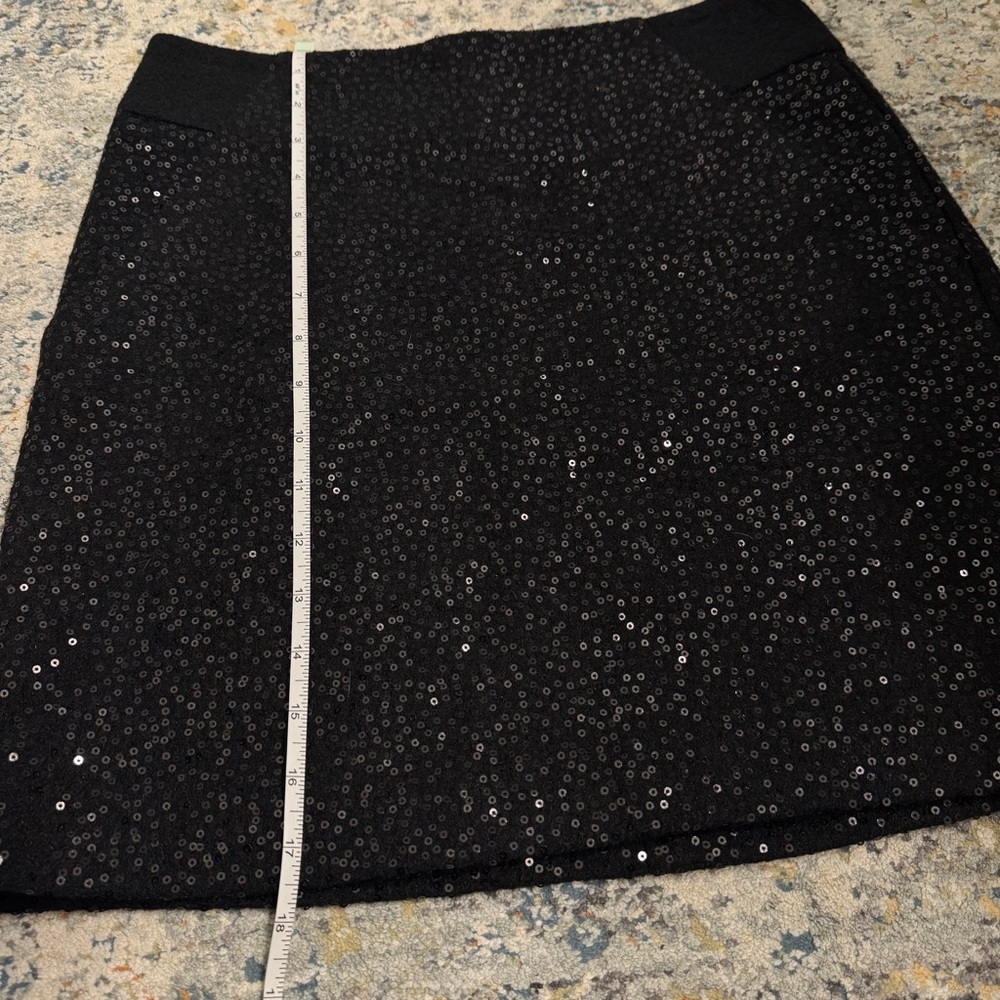 Loft black sequin wool mini skirt size 2 - Picture 7 of 11